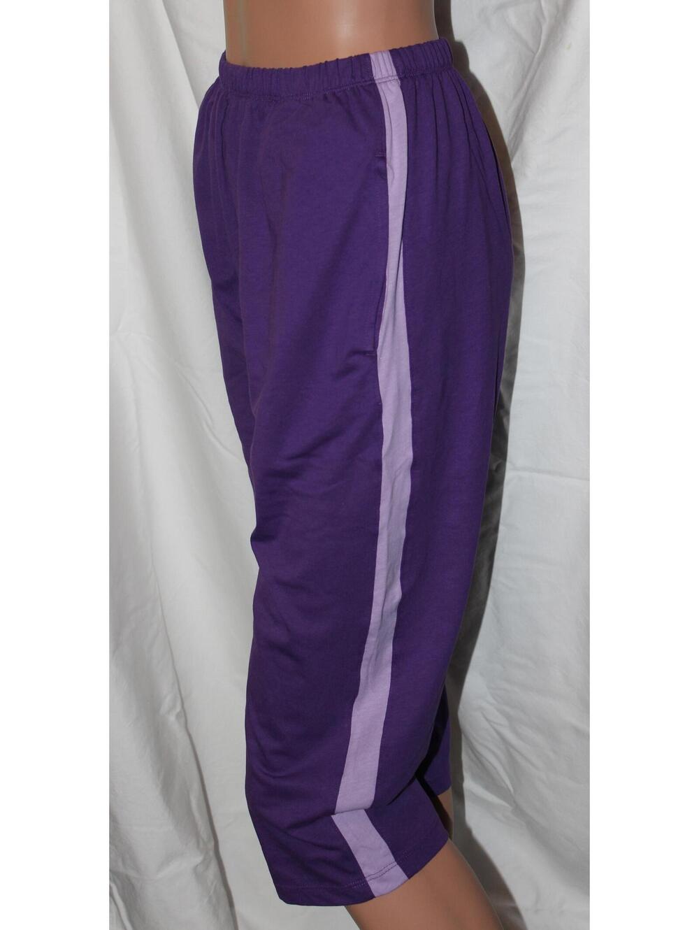 FREEDOM FIT ZONE 100% COTTON ELASTIC WAIST KNIT CAPRIS PURPLE / LILAC WOMENS